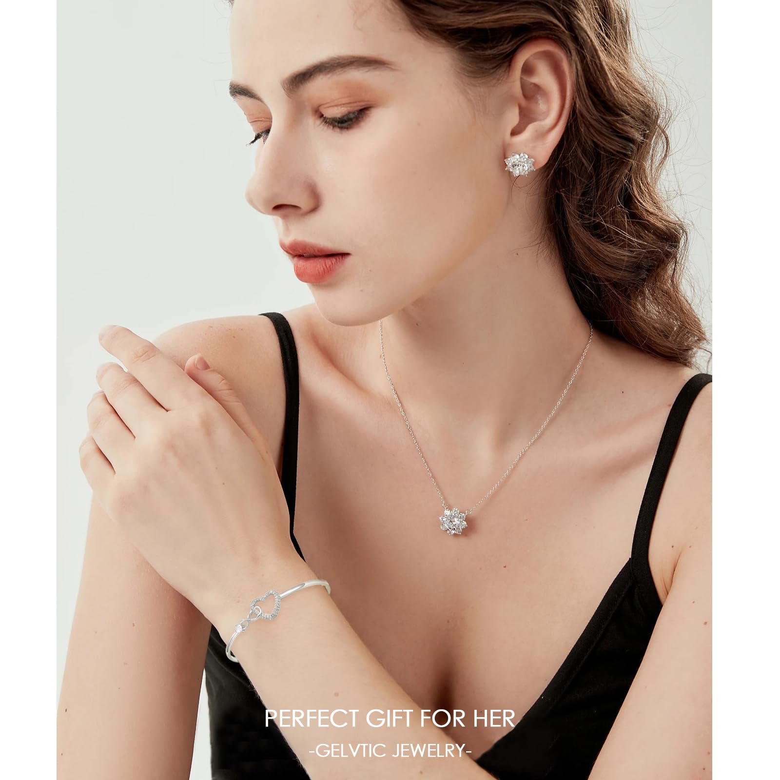 Romantic Infinity Heart Bangle-Plated Adjustable Bangle with Sparkling Cubic Zirconia (Romantic Love Gift for Women& Gifts)