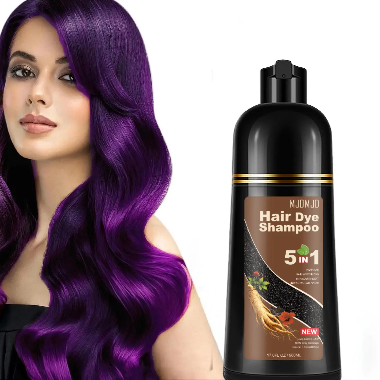 Purple Hair Dye Shampoo - Natural Hair Color for Gorgeous Colored and Gray Hair, For Women & Men, Salon Coverage, 17.6 Fl Oz, Easy to use, Haircare Dyeshampoo Conditioner