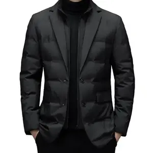 Men's Business Casual Down Jacket Suit Lapel Double Pockets with Suitable for Formal Occasions - Menswear