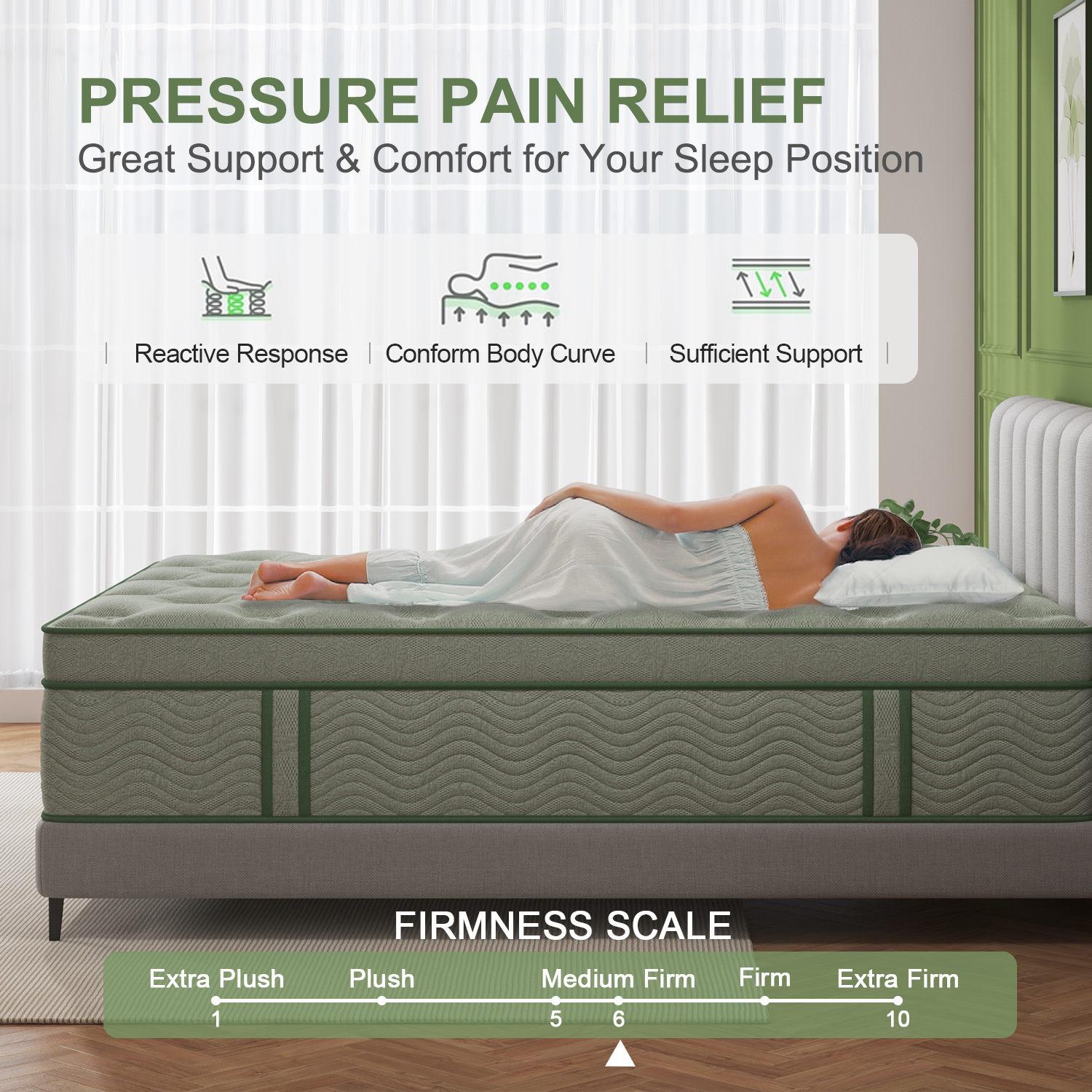 12/14 Inch Gel Memory Foam Mattress Hybrid Pocket Spring Twin Full Queen King Bed Mattress In A Box, Euro Top Medium Firm For Back & Lumbar Support, Individual Pocket Spring Bed For Motion Isolation & Fiberglass Free