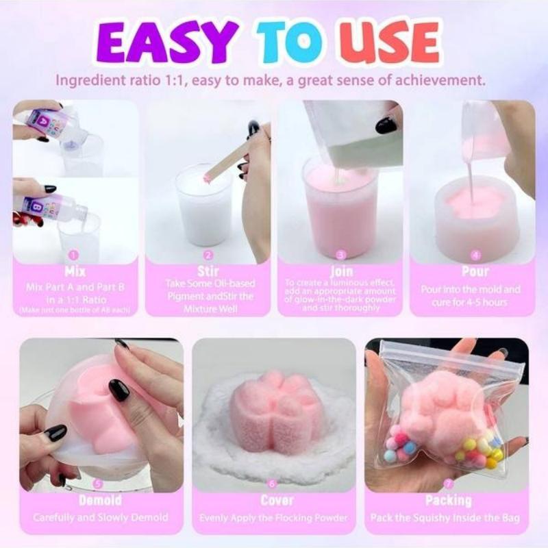 Valentine's Day Gifts DIY Glow in the Dark Big Cat Paw Taba Squishy Kit - Make Your Own Slime with Rubber Tree & Creative Gift Set for Girls