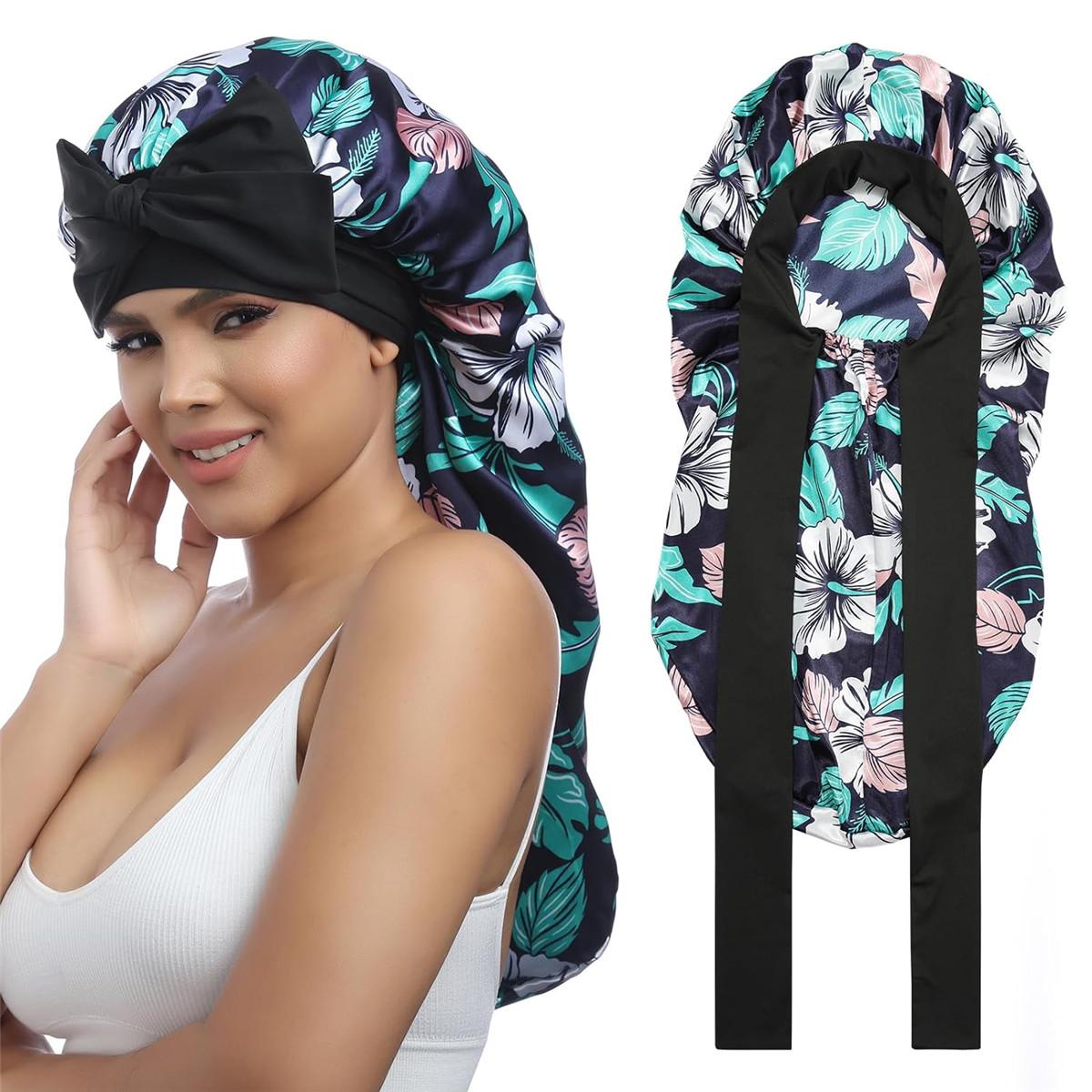 Single-Layer Summer Cool Style Solid Color Long Satin Bonnet Sleep Cap Adjustable Care Nightcap for Women Braids Curly Hair Natural Hair Wrap for Sleeping Cap with Tie Band Elastic Hair Care Bonnet Single-Layer Summer Cool Style Solid Color Long Satin Bonnet Sleep Cap Adjustable Care Nightcap for Women Braids Curly Hair Natural Hair Wrap for Sleeping Cap with Tie Band Elastic Hair Care Bonnet