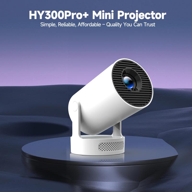 HY300Pro+ Projector 290ANSI BT5.4 WIFI6 8K/4K/1080P Decode Native 1280*720P 0.8:1 Throw Ratio Android 14 Built-in Speaker & Appstore Allwinner H726 Home Cinema Mini Smart Portable Upgraded HY300Pro