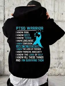 PTSD Warrior Hoodie – Mental Health Awareness Back Print Hoodie, Surviving Through Adversity Graphic Pullover, PTSD Survivor Support Gift