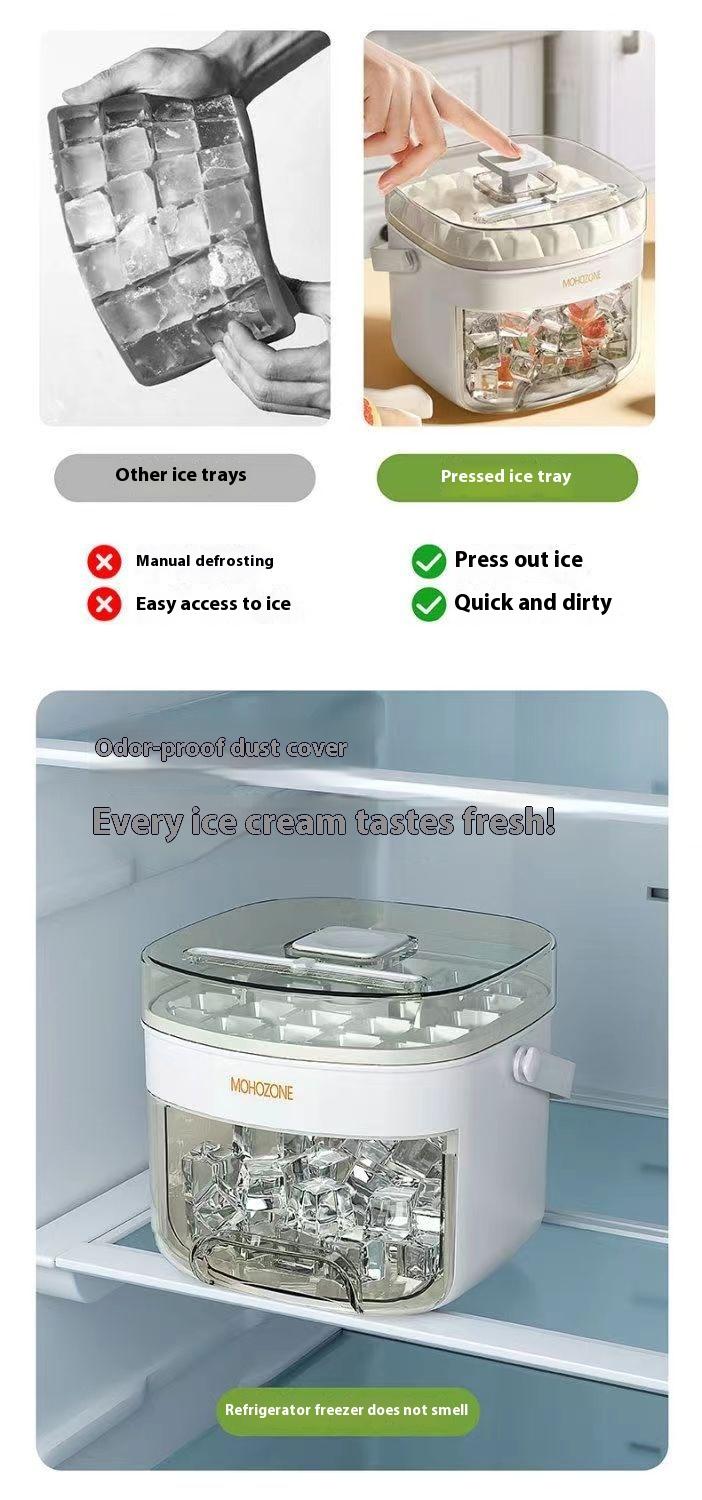 Press-type Convenient Outdoor Portable Ice Tray Large Capacity Ice Bucket 48 Extra-Large Ice Maker Food Grade Plastic Storage Tray Essential Kitchen Gadget