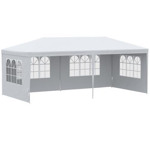 Outdoor Party Tent 10'x30' with 8 Removable Sidewalls Waterproof Canopy Patio Wedding Gazebo White Big Spacious Durable PE Cloth Upgraded Pipe Connection for Better Stability