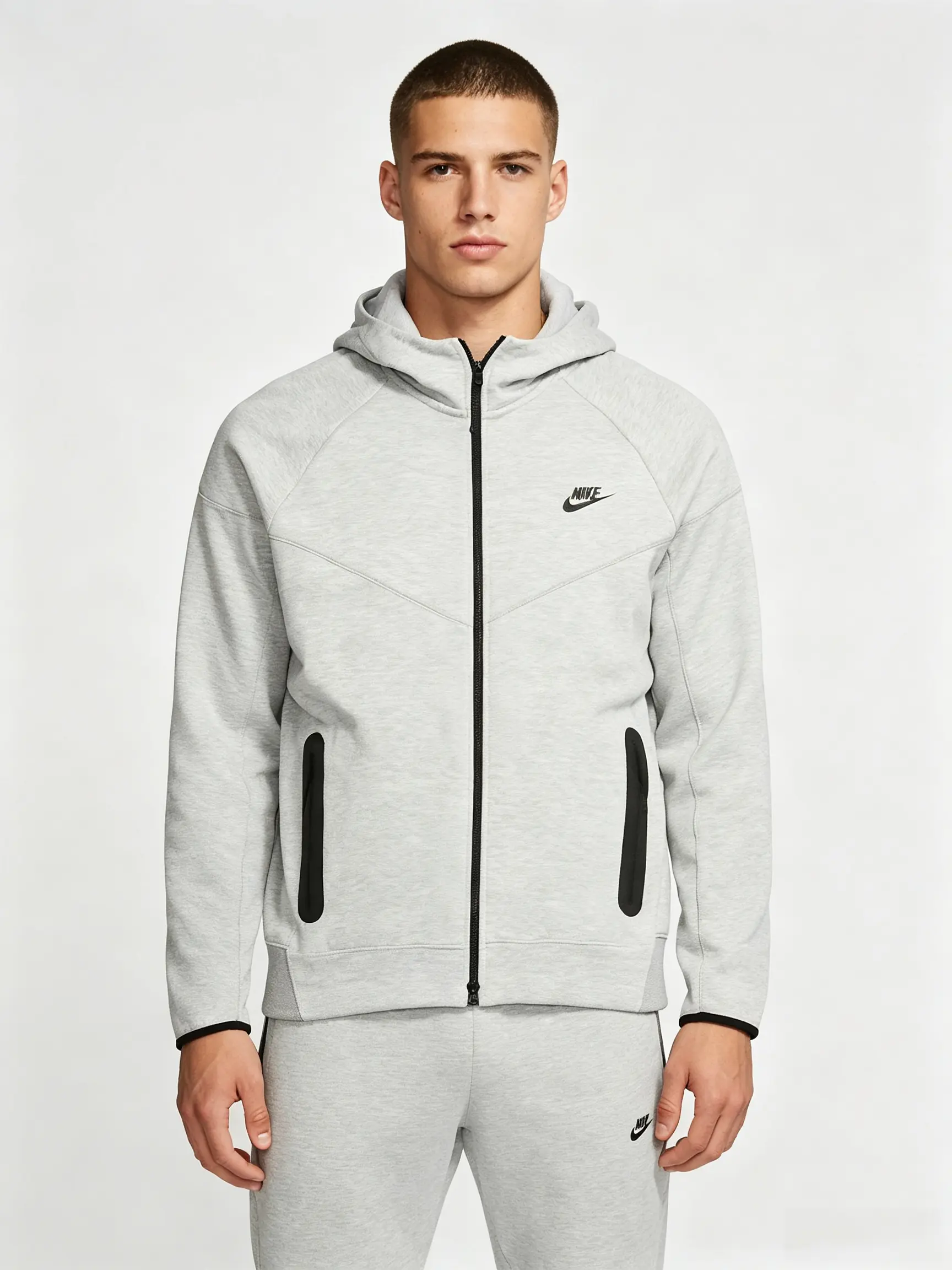 Nike Sportswear Tech Fleece Windrunner Full‑Zip Hoodie Dark Grey Heather/Black Men’s Casual Fleece Track Jacket