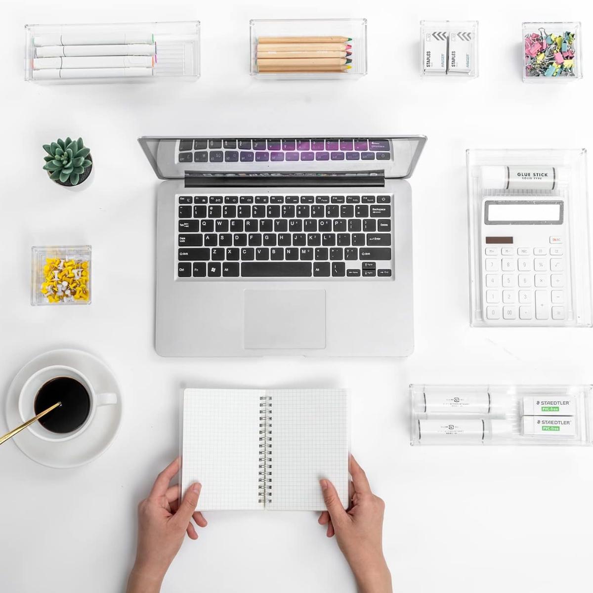 25 PCS Clear Plastic Drawer Organizer Tray, Bathroom Organizers and Storage Bins for Makeup, Kitchen Utensils, Jewelries, Gadgets, Office Desk