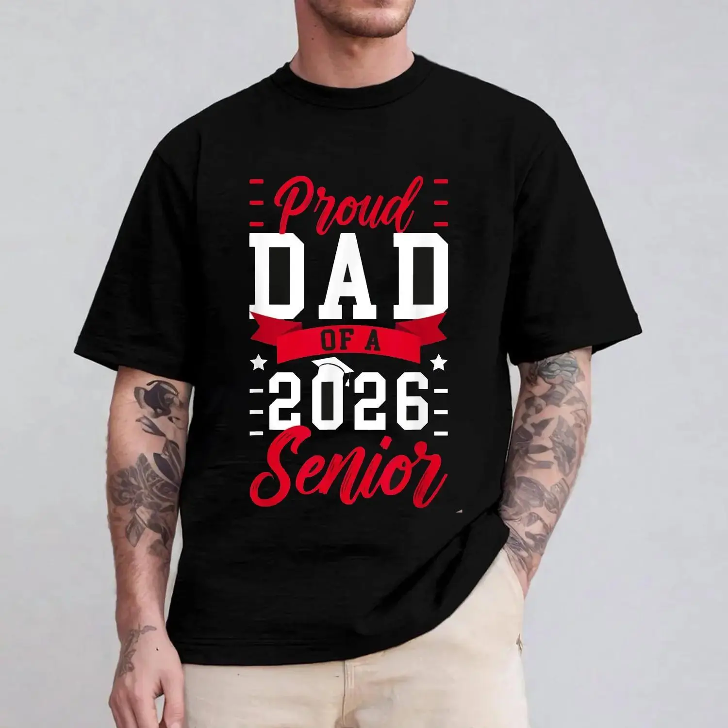 Women's 100% Cotton Casual Short-Sleeve Round Neck Top, Proud Dad Of A 2026 Senior Graduate T-Shirt