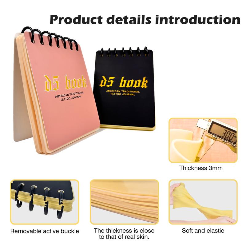 D5 Tattoo Practice Flipbook – 7 Sheets of 3MM Silicone Skin, Create Your Own Tattoo Training Journal, Portable & Reusable for DIY Tattoo Artists, All Skin Types, Premium Material, original tattoo practice book