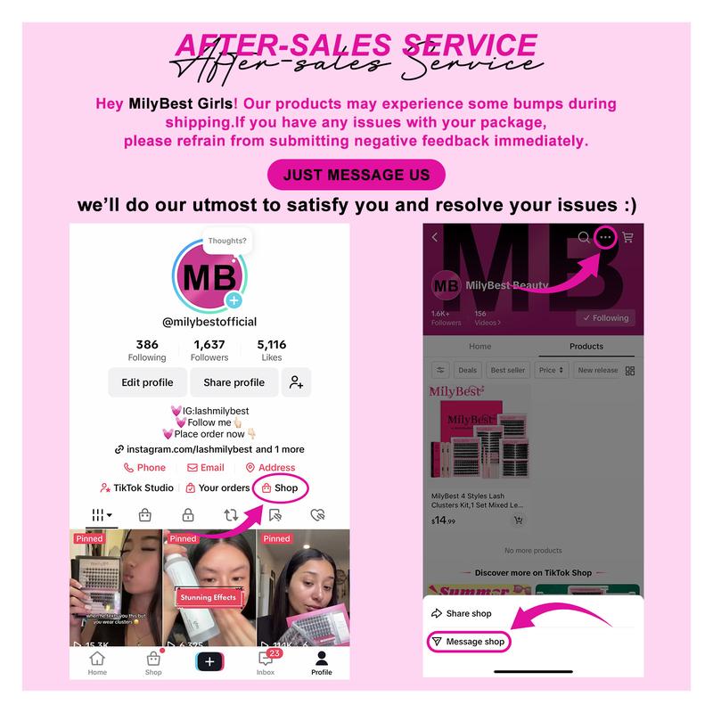 MilyBest 4Style Mini Boxes,1 Set Mixed Length Individval Eyelash Extensions Kit,Self Grafting False Eyelashes with Tweezers&Glue&Remover,Prefessional Eye Makeup Accessories for Women