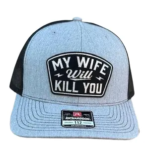 My Wife Will Kill You Trucker Hat| Leather Patch Hat| Breathable Mesh Back Cap| Unique Gift for Couples, Husband or Friends| A fun Valentine’s Day gift