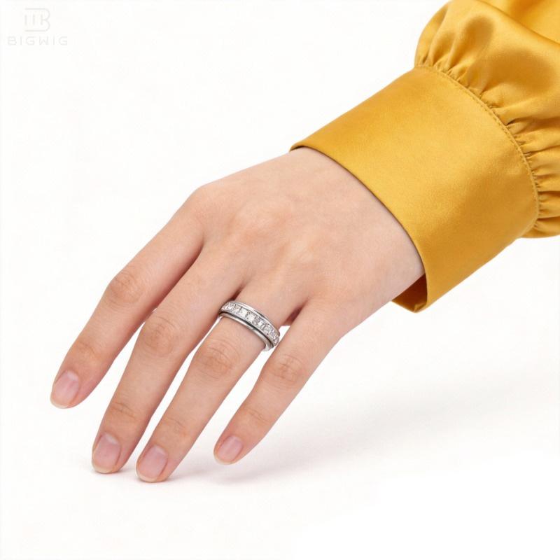 Anxiety Rings for Women and men Titanium Steel Sparkling Spinner Fidget Band Rings for Ladies Relieving Anxiety Wedding Promise Lucky Rings for Daily Wear Comfort Fit Size 5 to 12 Valentine’s Day gift