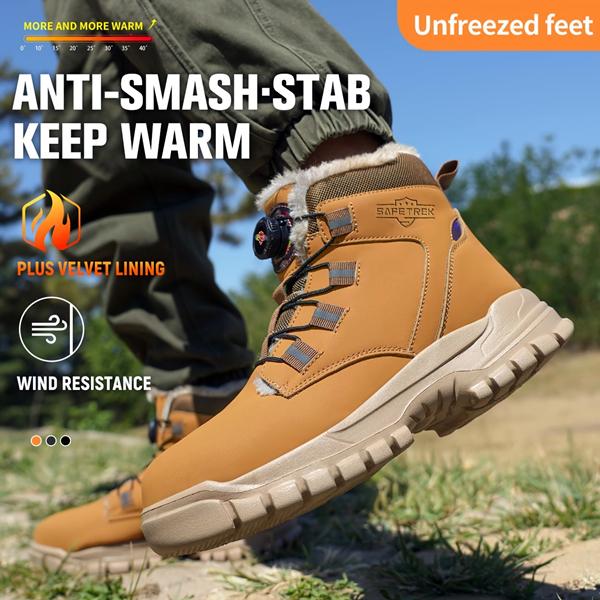 Men's Steel Toe Safety Shoes With Plush Fur Lining, Warm Insulated Design, Breathable Upper, Slip-Resistant Outsole, Soft And Lightweight Work Boots For Construction And Industry, Thoughtful Winter Gift For Men