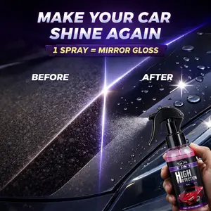 3-in-1 Ceramic Coating Spray for Cars – High Protection Car Polish & Shine Spray, Hydrophobic Car Paint Protection, Quick Scratch Repair & Water Repellent