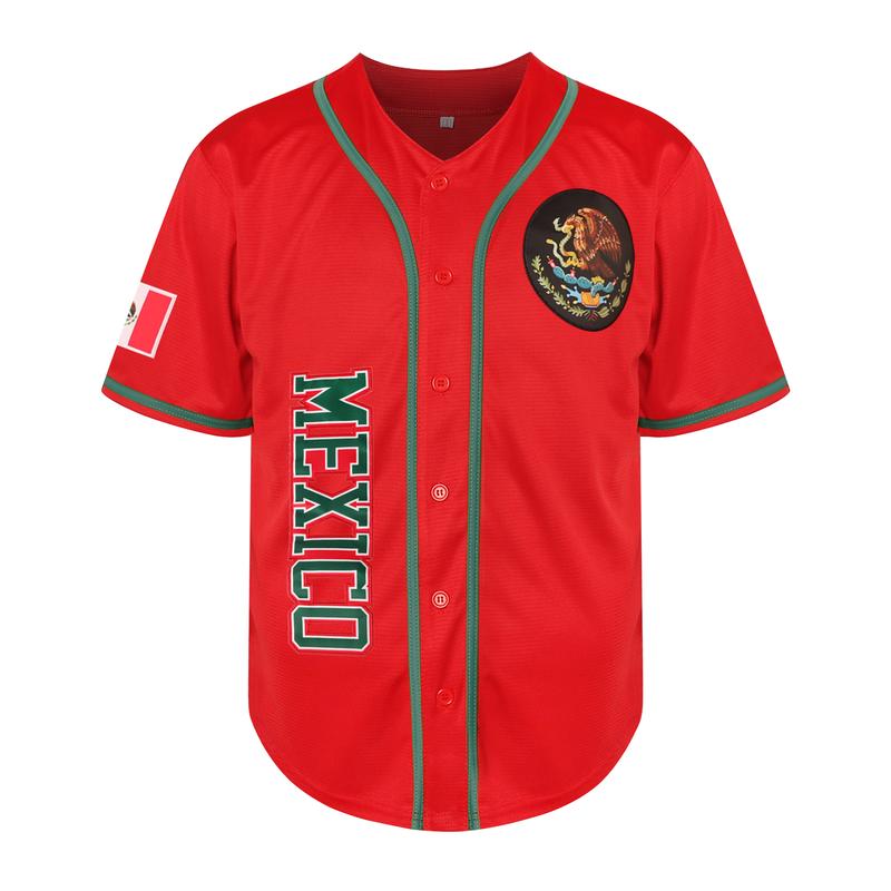 Mexican Pride Baseball Jersey for Men Eagle & FlagButton-Down Dia de la Independencia Edition Virgen deGuadalupe Inspired Authentic Mexican Baseball ShirtVintage Sports Uniform Breathable