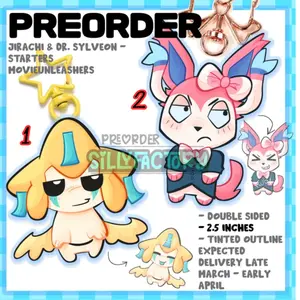 STARTERS movieunleashers keychains : Jirachi, Dr. Sylveon