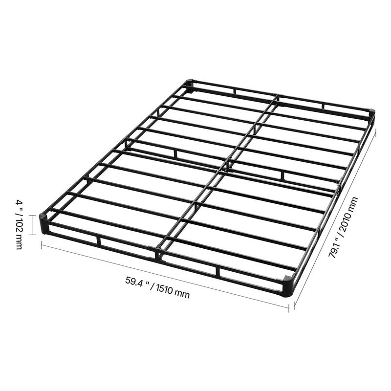 VEVOR Box Spring,  Queen Size Bed Frame with Washable Fabric Cloth, Heavy Duty Metal Frame for Queen Bed, 4 in Mattress Foundation, 3500 lbs Max Weight Capacity, Easy Assembly, 79.1 L x 59.4 W x 4 H in