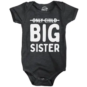 Only Child Big Sister Baby Bodysuit Funny Sarcastic Jumper For Infants Funny Baby Onesies Novelty Onesie Black -