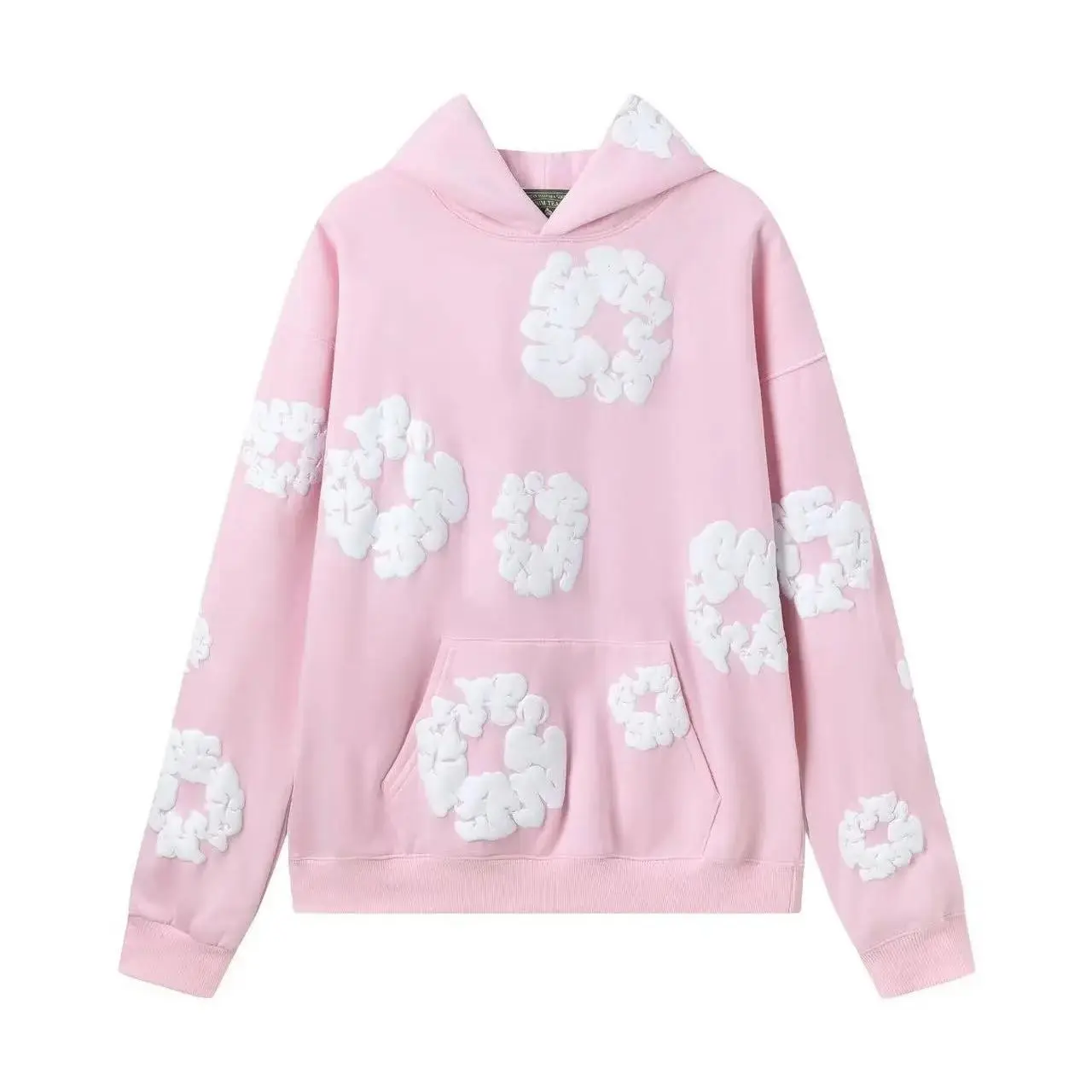 (New)2025Unisex Distressed Street Style Oversized Hoodie - Y2K Harajuku-inspired Men's Graphic Print Long Sleeve Pullover, Comfortable Casual Fit, Multiple Color Options, Sporty Hooded Sweatshirt,  Cotton Fabric