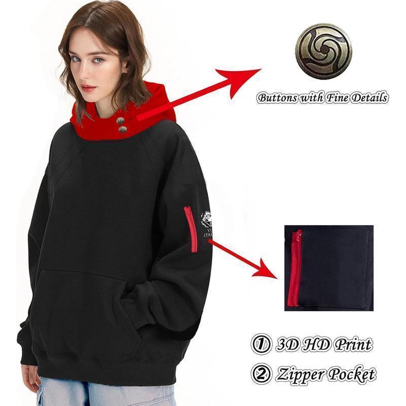 Unisex Anime Hoodie Cosplay Costume Men Black 3D Novelty Hooded Sweatshirt Pullover Jacket Outerwear Coat for Women