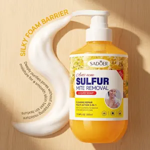 SADOER Sulfur Anti-Mite Body Wash, Deep Cleansing Shower Gel for Skin Care & Refreshing Cleanse, 17.6 fl oz