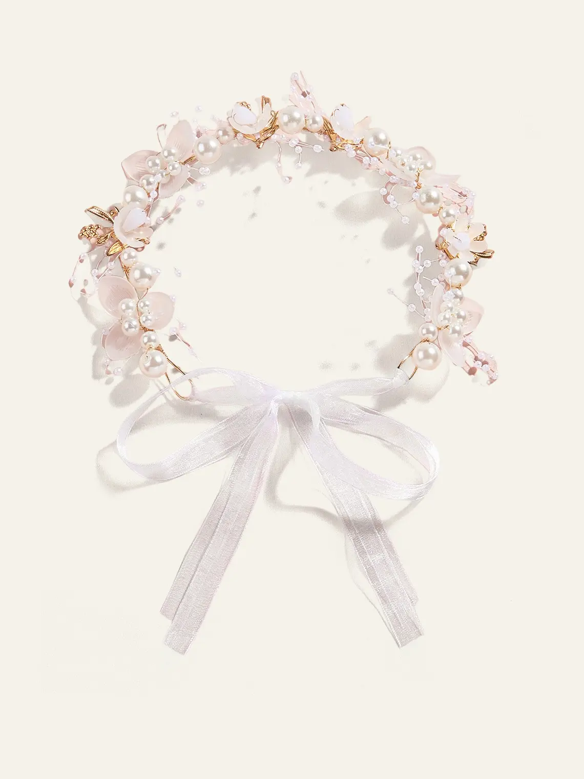 Azazie Princess Floral Pearl Head Crown Fairytale Floral Pearl Romantic Bride Flower Girl Wedding Alloy Headpiece