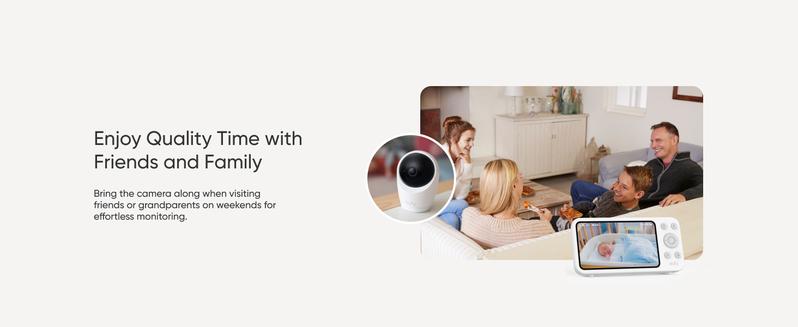 【Exclusive Bundle】eufy Baby Monitor E20 with 2K HD Camera, 5'' 720p Display, Hybrid Wi-Fi and No Wi-Fi Connection, App and Monitor Control, Pan-Tilt, 4× Zoom, Portable Camera with Built-in Battery, ANR, Smart Alerts, Secure with Anti-Hack Protection