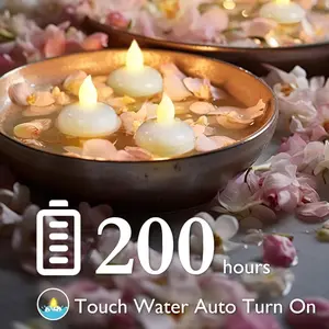 200 Hours 24 Pack Flameless Floating Candles, Warm White Led Flickering Tealight Candles in Bulk, Decor for Wedding, Party, Centerpiece, Pool, Christmas