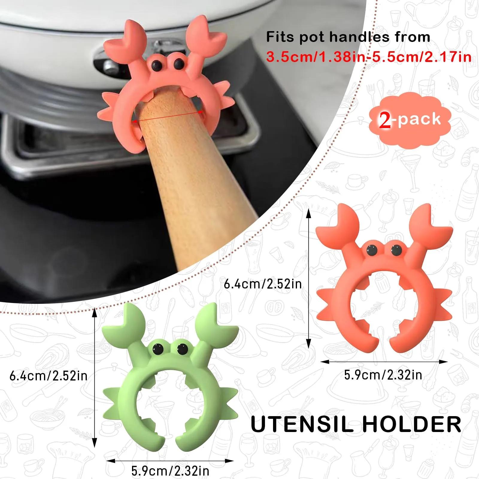 2Pcs Cute Crab Design Silicone Spatula Holders, 2.5in Mini Kitchen Heat ...