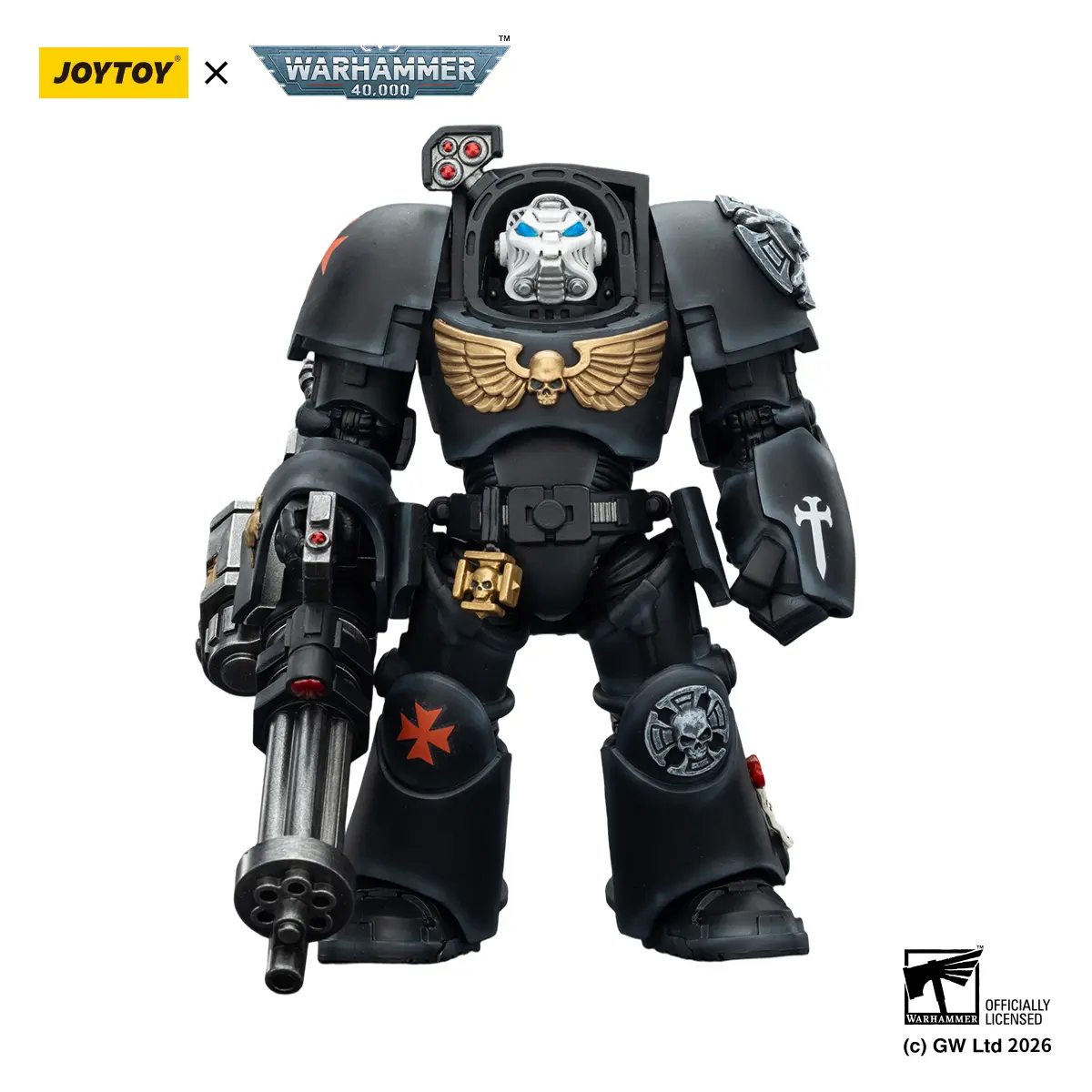 JOYTOY  Warhammer  40k  1/18  Action Figure Black Templars Terminator 3 with Power Fist and Assault Cannon JT03110