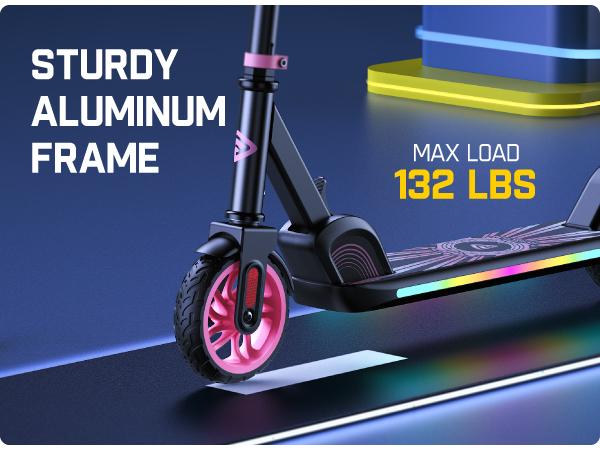 FanttikRide C9 Apex Kids Electric Scooter, Bluetooth Music Speaker, Colorful Light for Kids 8-12, 3.9-5.2 ft, 132 lbs, 5 Miles Range, Up to 40 min Ride Time, 5/8/10 MPH, 3 Adjustable Heights