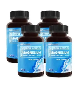 【BioEmblem】Triple Magnesium Complex, Support Muscles, Nerves, Energy & Fitness Healthcare, 4 pcs
