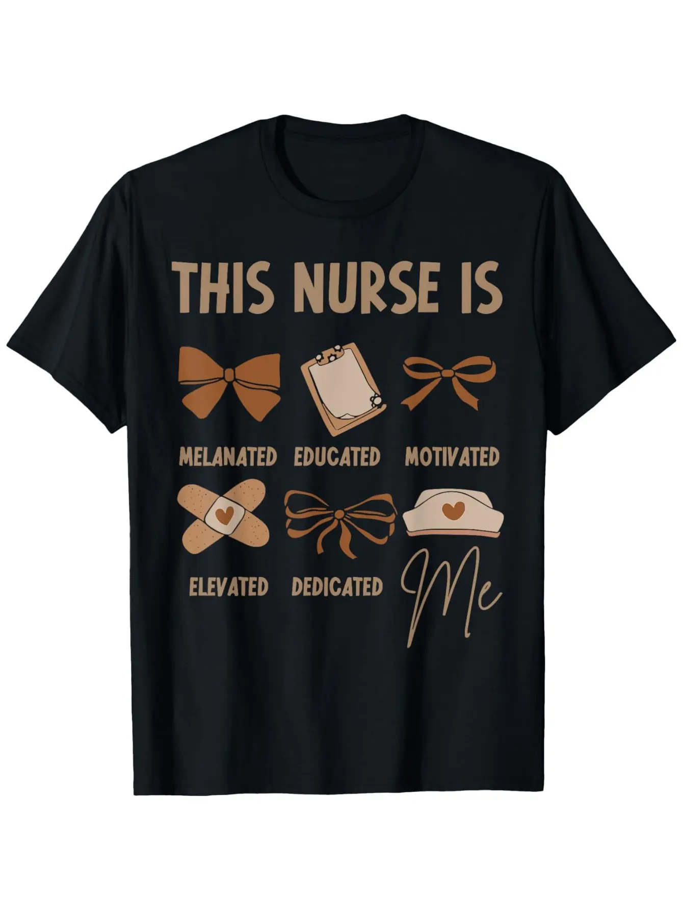 Black History Month Nurse Graduation Melanin Nursing School T-Shirt, Unisex Cotton Casual Round Neck Outdoor Short Sleeve T-Shirt with Slight Stretch, Slightly Elastic, Cotton, S-XXXL