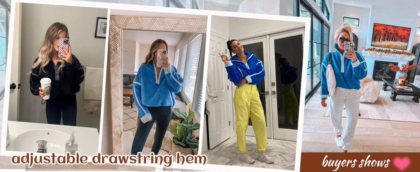 YeeZaa Women's Sherpa Fleece Pullover Hoodie Soft Half Zip Oversized Sweatshirt with Pockets 2026 Spring Warm Fuzzy Fall Winter Crop Jacket Tops Outerwear Casual Chic Twisted Style SpringStatements