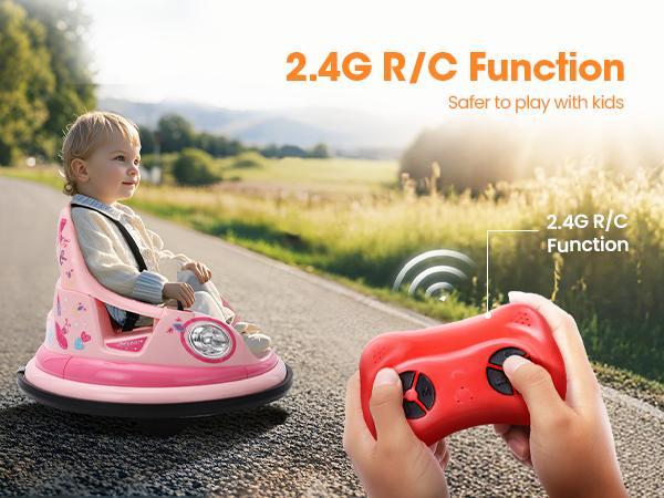 Sophia&William Bumper Car for Toddlers, 12 V Electric Ride On Car for Kids w/Parent Remote Control, 360° Spin, LED Lights & Music,DIY Stickers, for Boys & Girls