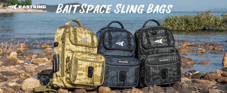 KastKing BaitSpace Fishing Sling Bag, Water-resistant Fishing Backpack with Rod & Beverage Holder, Adjustable Straps, Tackle Storage Bag for Fishing Gear and Equipment