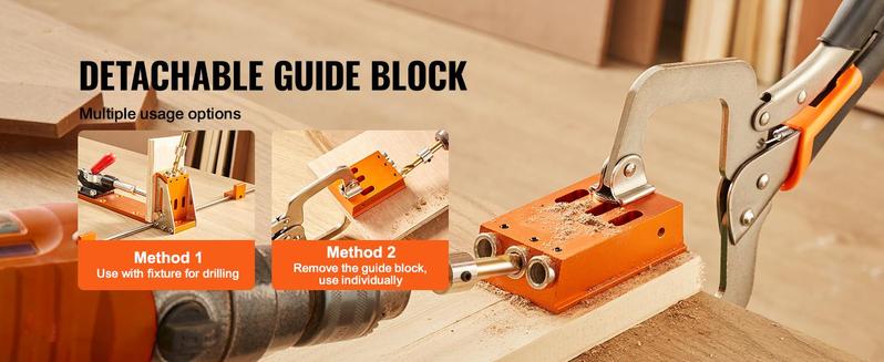 VEVOR Pocket Hole Jig Kit, 34 Pcs Pocket Hole Jig System with 11" C-clamp,  Fixture, Step Drills, Wrenches, Drill Stop Rings, Square Drive Bits, Toolbox, Adjustable, for DIY Carpentry Projects  VEVOR Super Brand Day