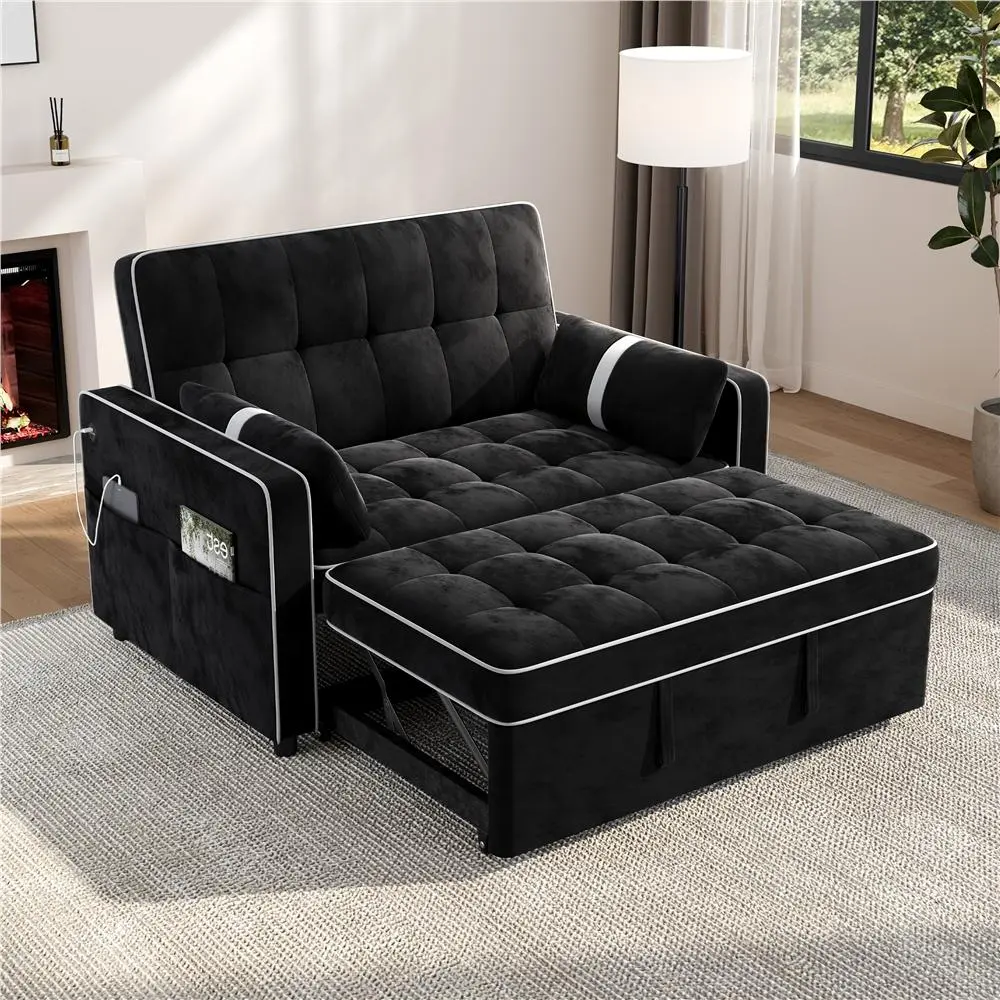 【2 packages】Costoffs 3-in-1 Pull-Out Sofa Bed Couch, Convertible Sleeper Chair with USB Ports, Adjustable Backrest, Storage Pockets, for Small Apartments & Studios - Sofas Living Room Apartment Furniture,dorm essentials,home decor