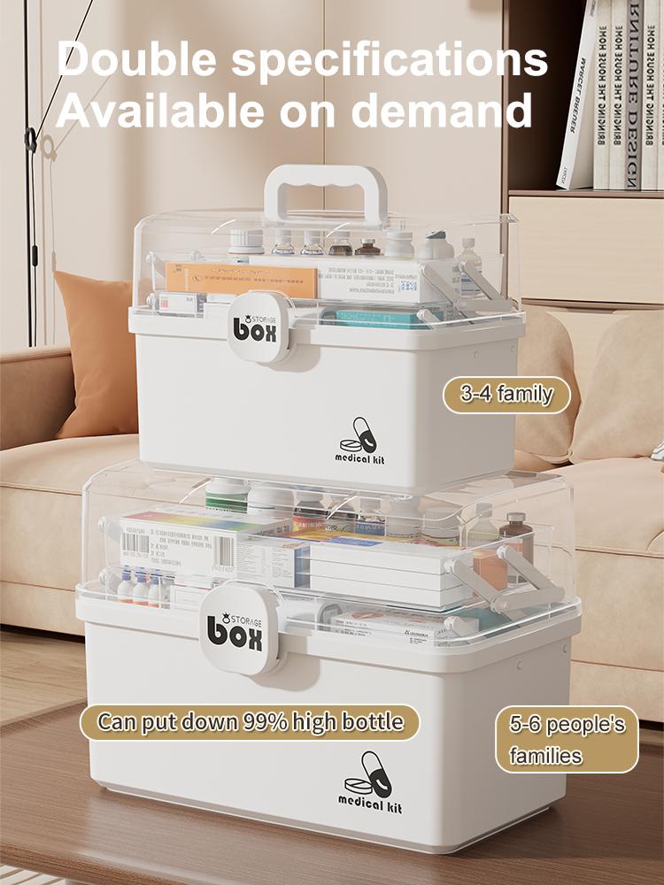 UFORU Three-Tier Medicine Organizer,Portable Medicine Cabinet with Sliding Rail, Integrated Medication Storage Box, Sliding Drug Cabinet, Household First Aid Medicine Box, Large Capacity,Healthcare,Kit