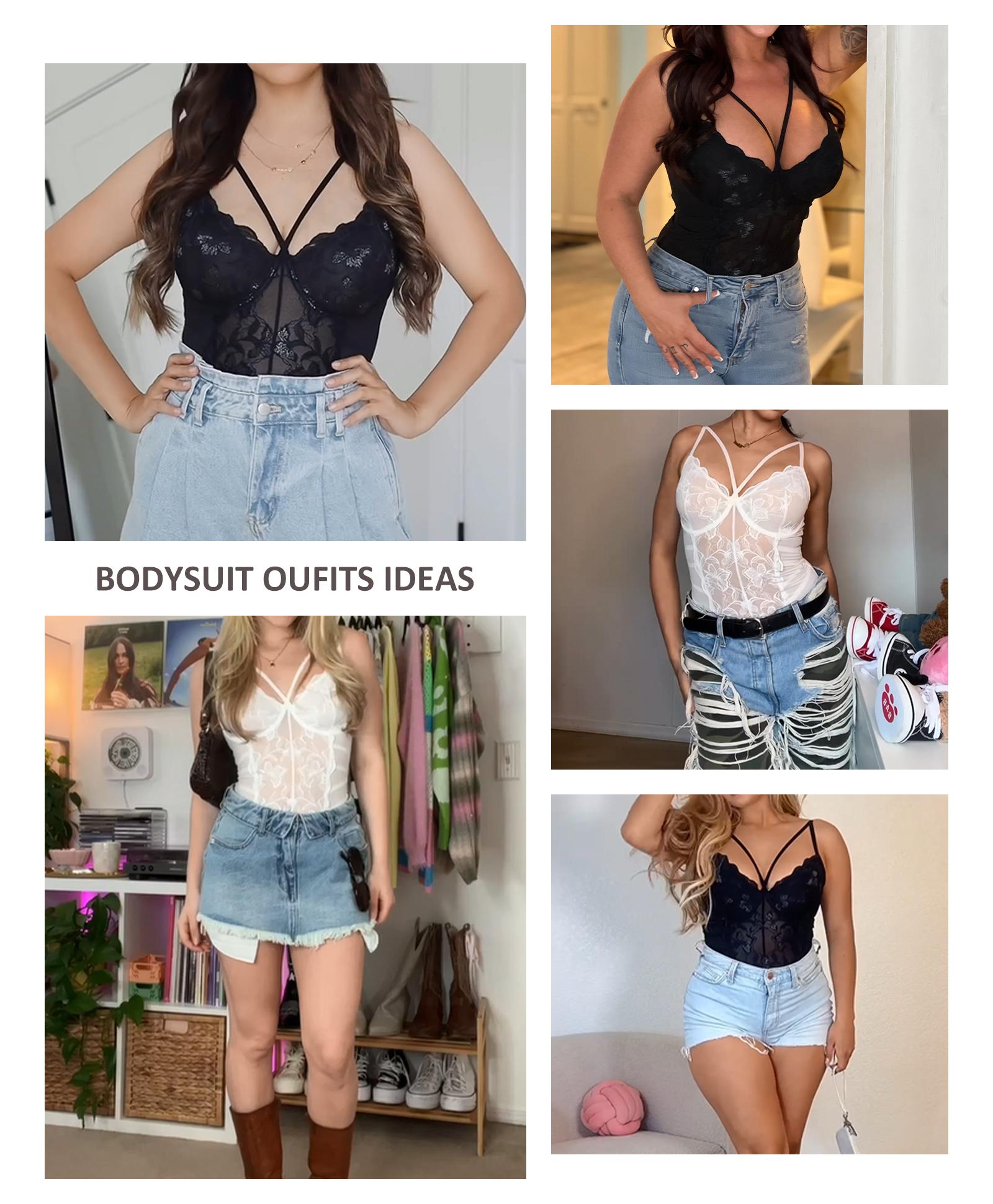 FeelinGirl  Shapewear Bodysuits for Women V Neck Tummy Control Blackless Body Suits Thong Comfort Fabric dealsforyoudays