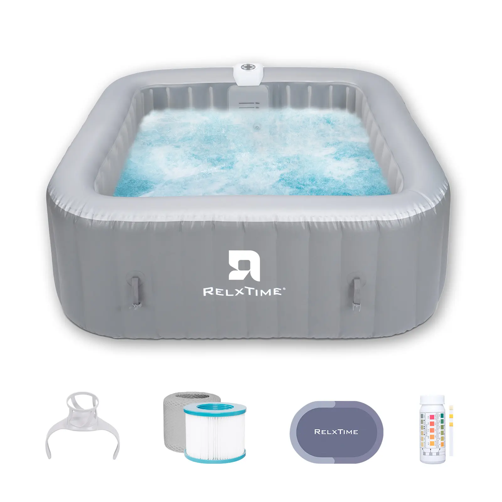 4 to 6 Person Inflatable Hot Tub,Inflatable Square Spa Portable Outdoor Hottub,130 Soothing Bubble Air Jets,Insulation Cover(Energy-Saving) FathersDayGift,home decor,camping essentials