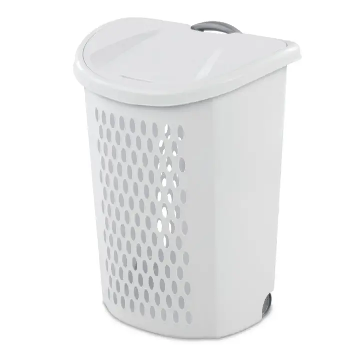 Ultra Wheeled Hamper Plastic Adult, White Laundry Organiser