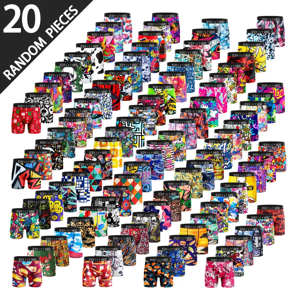 20-piece set of men's boxer briefs, trendy street style, moisture-wicking and breathable, multi-color combo pack, men's boxer briefs, anti-roll edges, multi-pack KJFISTMU Print Boxershorts Performance Boxer Briefs Seamless Boxer Briefs