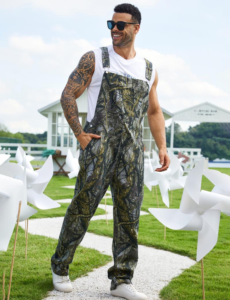 Yuanbang Men's Loose Pattern Adjustable Stretchy Overalls Fashion Camo Pattern Denim Bibs Coveralls Pockets Jumpsuit with Zipper Fall Winter Menswear Camouflage Redneck Party Outfit Yuanbang Men's Loose Pattern Adjustable Stretchy Overalls Fashion Camo Pattern Denim Bibs Coveralls Pockets Jumpsuit with Zipper Fall Winter Menswear Camouflage Redneck Party Outfit
