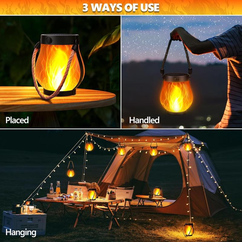 BougeRV 5.5 inch Solar Lantern Outdoor Lights 2025 new, Upgraded Flickering Flame Solar Lantern Outdoor Waterproof Lights, Solar Lanterns for Patio Garden Decoration, Flame Garden Lanterns for Outdoor Patio Trail Decorations, Holiday Decoration