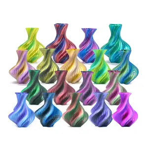 TOKSEN3D Silk Dual Bi Color 1.75mm PLA Filament, Coextrusion 3D Printer Filament with Shiny Silk Rainbow Color, 1kg (2.2lbs) Spool Neatly Wound Smooth Color Transition 3D Printing Filament