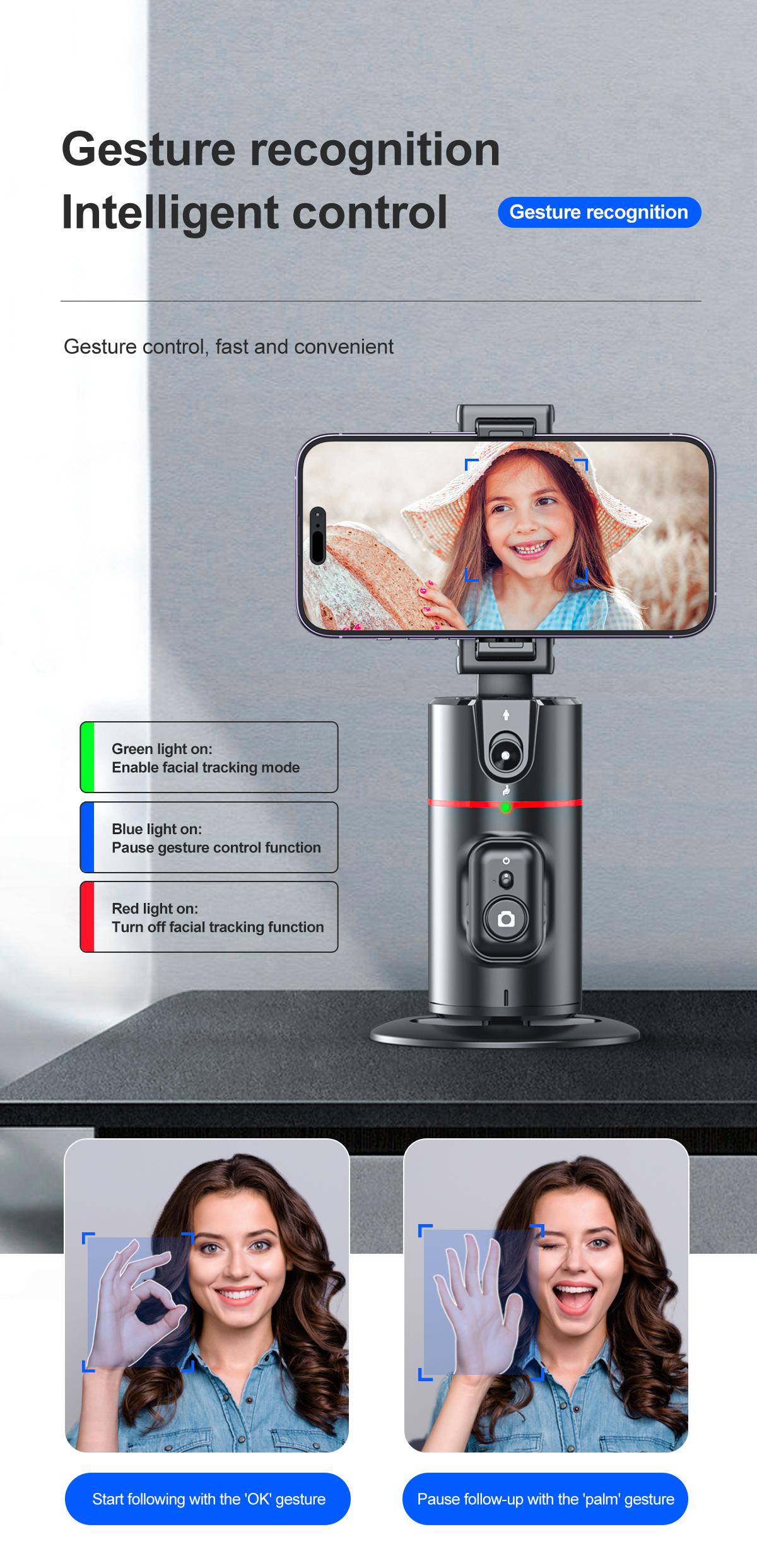 71"Auto Face Tracking Tripod for iPhone/Android with Remote One Click Pop Up Selfie Stick Tripod Gesture Control 360° Rotating Face Tracker,Follows Your Movement,for iPhone 17/16/15/14/13/Android/Camera/GoPro