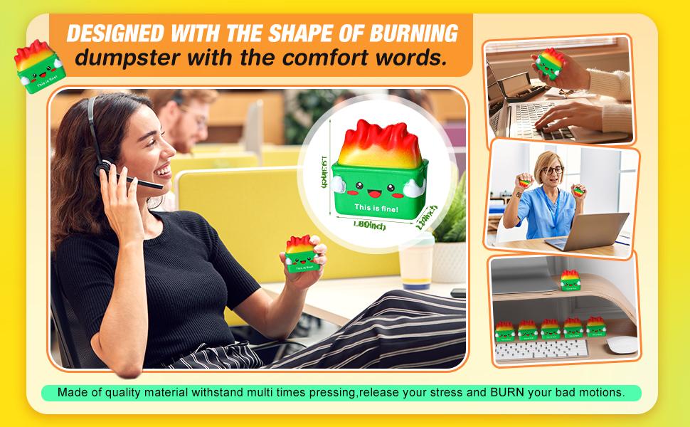 24/48 Pcs Dumpster Fire Stress Ball Funnny Stress Ball for Valentine's Day Employee Appreciation Gift White Elephant Party Favors Emotional Support Labor Day Gift for Coworker Teacher Creative Office Supplies Desk Accessories