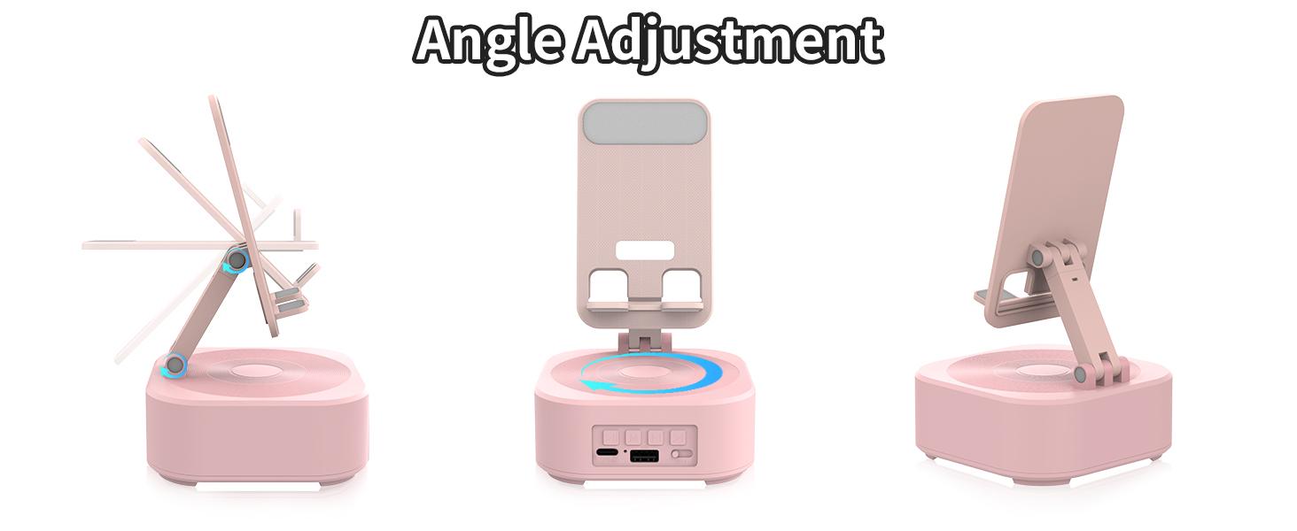 Cell Phone Stand with Wireless Bluetooth Speaker, LED, Anti-Slip Base HD Surround Sound,Perfect for Home/Outdoor with Bluetooth Speaker for Desk Compatible with iPhone/ipad/Android,Gifts for Men Women